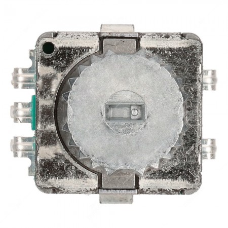 Encoder rotativo a 15 impulsi, 30 scatti, albero 25mm, push lock switch - lato superiore
