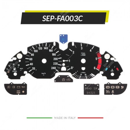 Fondino per quadro strumenti BMW Serie 5 E39 diesel - spie accese (senza icona active cruise control)