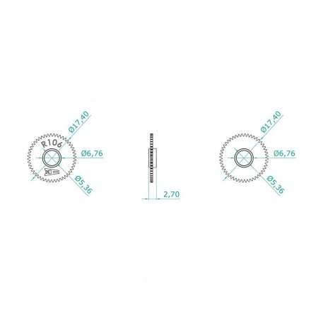Schema tecnico ingranaggio 48 denti per orologio VDO tachimetro VW e Mercedes