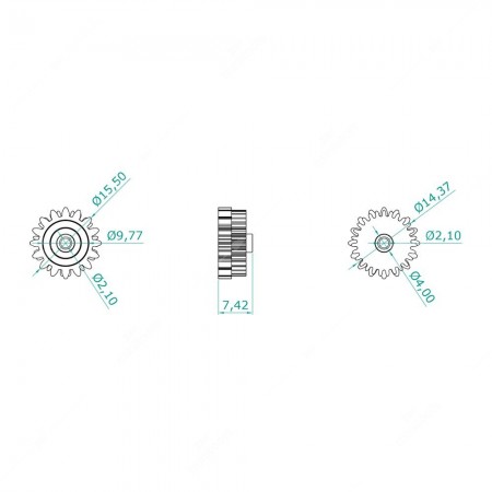 Ingranaggio 16+27 denti per tachimetro Mercedes Classe G W460, W461, W463 - schema tecnico