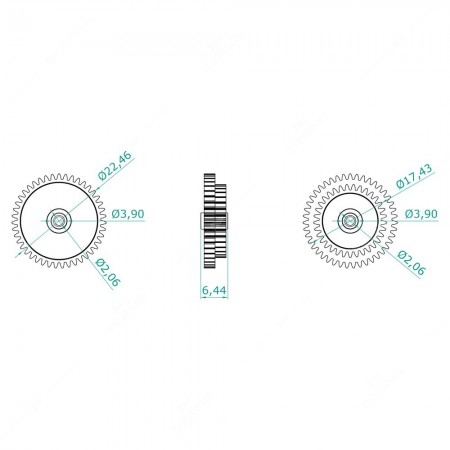 Ingranaggio 43+33 denti per tachimetro Mercedes Classe G W460, W461, W463 - schema tecnico