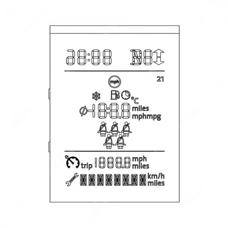 Schema display versione in miglia di ricambio quadro strumenti Skoda Yeti, Volkswagen Golf VI, Polo, Passat, Scirocco e T6