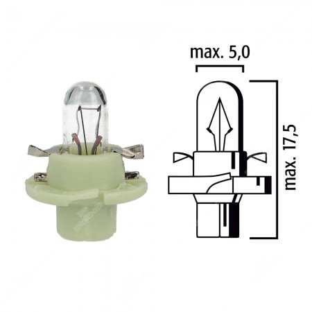 Schema lampadina per cruscotto B8,4d 12V base verde chiaro