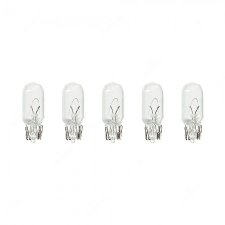 Confezione lampadine per interni auto base in vetro W2,1x9,5d 12V 5W T10