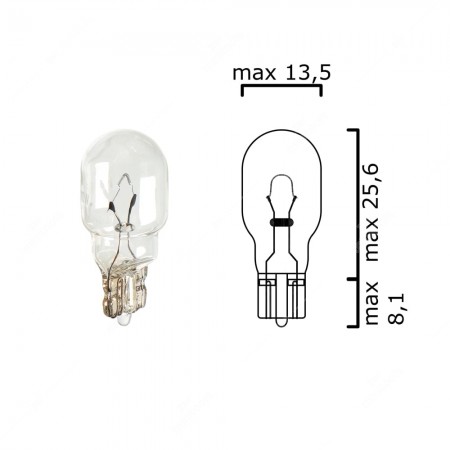 Schema lampadina con attacco in vetro W2,1x9,5d 6V 10W T13 per illuminazione auto