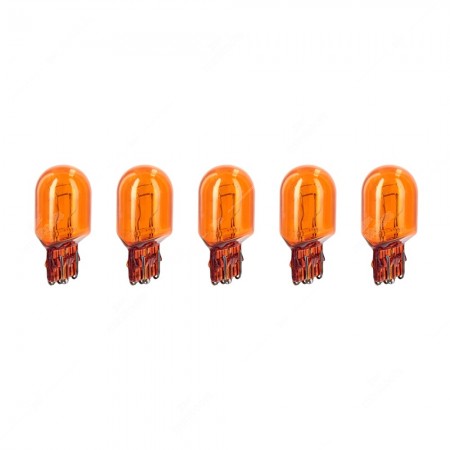 Confezione lampadine ambrate per auto base in vetro W3x16q 12V 21/5W T20