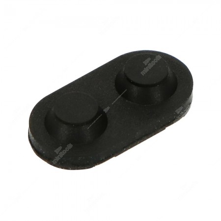Vista superiore pulsantino in silicone con doppio contatto in gomma conduttiva - 15x7,6x3,3 mm