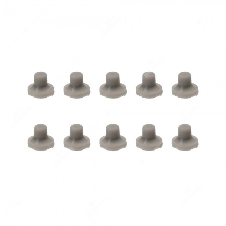 Bottone rotondo in silicone, con contatto in gomma conduttiva. Confezione da 10 pz