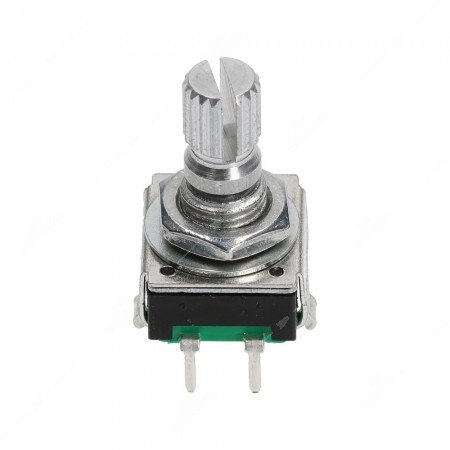 Encoder con tasto a pressione, 24 impulsi al giro. Dimensioni: 12,4x13,4x21,5h mm