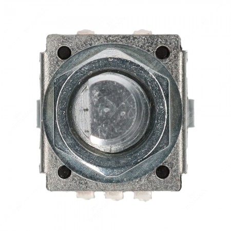 Encoder con tasto a pressione, 12 impulsi al giro. Dimensioni: 12,5x13,4x21,5h mm