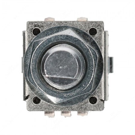 Encoder di ricambio per apparecchiature elettroniche. Con tasto a pressione. 18 impulsi/giro