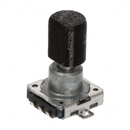 Encoder di ricambio con tasto a pressione per apparecchiature elettroniche. Dimensioni: 15,7x12x19,5mm - 16 ppr - 32 fermi