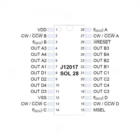 Schema tecnico dell' IC M-S Quad Driver J12.017 Juken