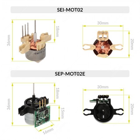Confronto SEI-MOT02 e SEP-MOT02E motorini per lancette temperatura acqua e carburante Jaeger e Magneti Marelli