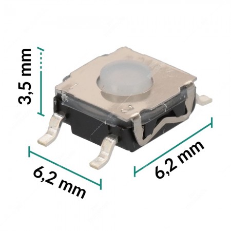 Microswitch tattile SMD / SMT 6,2x6,2x3,5mm, dimensioni