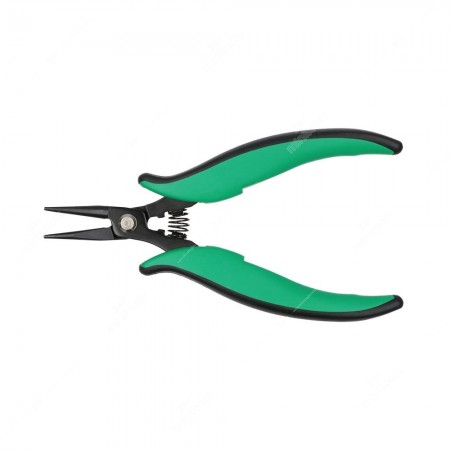 Pinza per elettronica con punte lunghe, tonde e zigrinate - lato inferiore