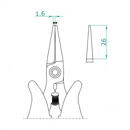 Pinza con punte tonde e lunghe - schema tecnico