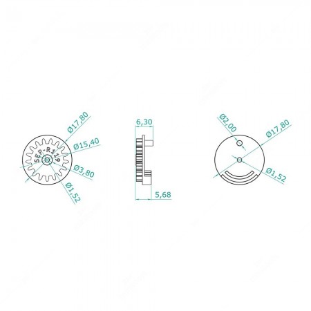 Schema tecnico ingranaggio 17 denti odometro tachimetro BMW