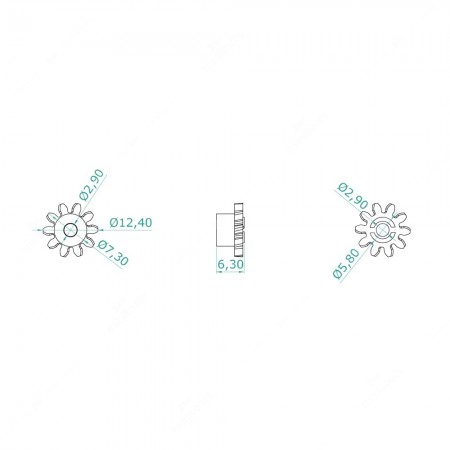 Ingranaggio a 10 denti per contachilometri quadri strumenti Audi, Mercedes, VW - schema