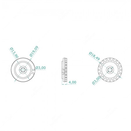 Ingranaggio per odometro contachilometri Audi, Mercedes, VW (20 denti) - schema