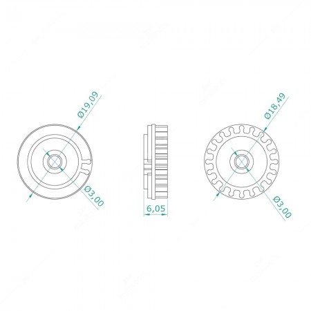 Ingranaggio per contachilometri odometro Audi, Mercedes, VW e Volvo (20 denti) - schema