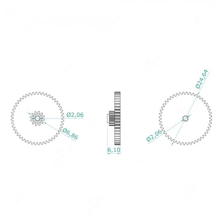 Ingranaggio odometro / contachilometri analogico Mercedes Classe S W126, SL R107, BMW Serie 3 E30 (48x12 denti) - schema