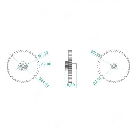 Ingranaggio per riparazione contachilometri / odometro analogico Mercedes Classe S W126 e SL R107 (48x13 denti) - schema