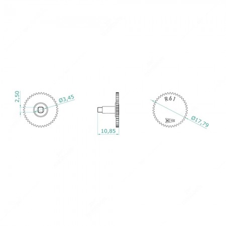 Ingranaggio per odometro / contachilometri analogico quadro strumenti Porsche 911 G (43 denti) - schema