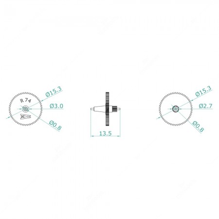 Ingranaggio orologio cruscotto Volkswagen Maggiolone 1302 / 1303, schema tecnico