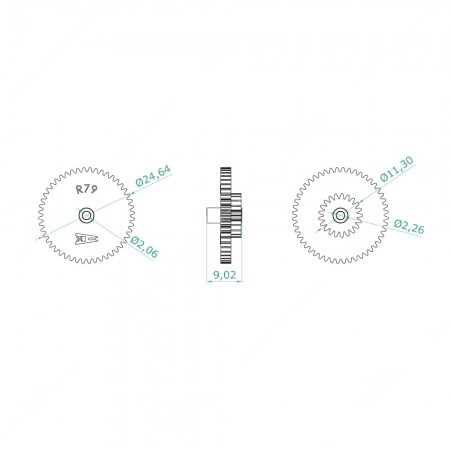 Ingranaggio di ricambio per odometro di Mercedes SL R107 (48x21 denti) - schema