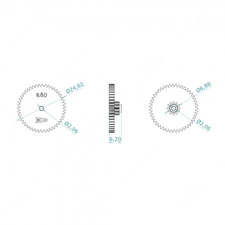 Ingranaggio di ricambio per odometro di Mercedes SL R107 (47x12 denti) - schema