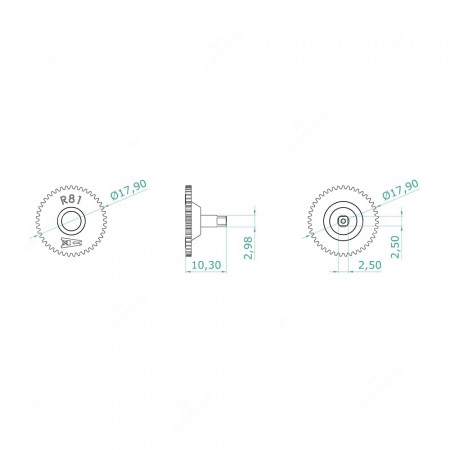 Ingranaggio per quadro strumenti Porsche 911 G e RUF (43 denti) - schema