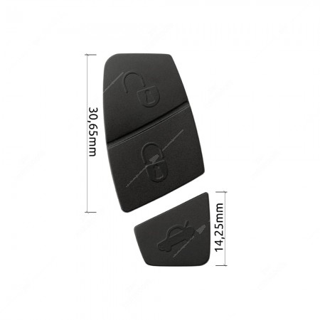 Gommini neri per chiavi Fiat e Lancia (30,65 + 14,25mm)