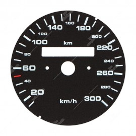 Fondino nero per tachimetro Porsche 911 964 e 993 (300 km/h - singolo numeratore contachilometri - cambio manuale)