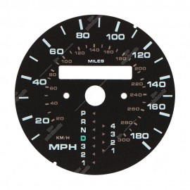 Fondino per tachimetro Porsche 911 964 e 993 (180 mph - singolo numeratore contachilometri - cambio automatico)