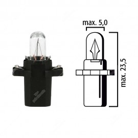 Lampadina per cruscotto B8,3d BAX10s 12V 1,2W con base nera - Confezione da 5 pz
