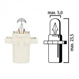 Lampadina per cruscotto B8,3d BAX10s 12V 2W con base bianca - Confezione da 5 pz