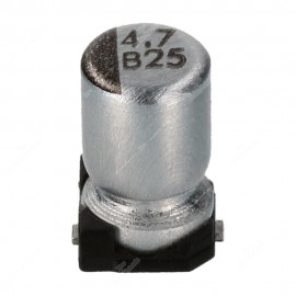 Condensatore elettrolitico 4,7uF 25V 105°C Verticale SMD - Confezione da 5pz