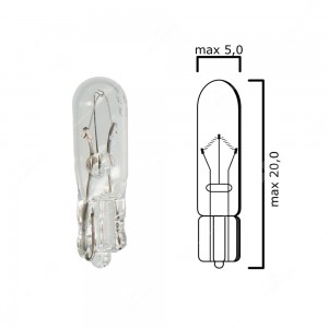 Schema lampadina con attacco in vetro W2x4,6d 12V 2W T5 per quadro strumenti