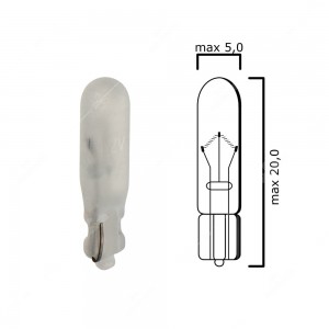 Schema lampadina opaca con attacco in vetro W2x4,6d 12V 30mA T5 per quadro strumenti