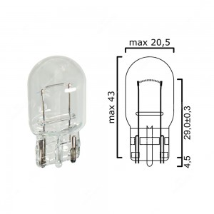 Schema lampadina con attacco in vetro W3x16d 12V 21W T20 per illuminazione auto