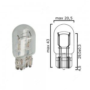 Schema lampadina con attacco in vetro W3x16q 12V 21/5W T20 per illuminazione auto
