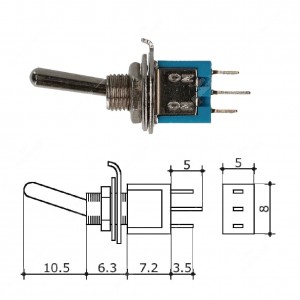 Interruttore / Deviatore a levetta DPDT ON-ON con 3 pin (8x5mm)
