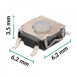 Microswitch tattile SMD / SMT 6,2x6,2x3,5mm, dimensioni