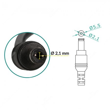 12V power supply unit - 2.1mm connector - connector technical schema