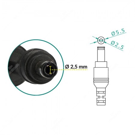 12V power supply unit - 2.5mm connector - connector technical schema