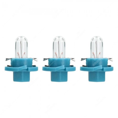 Pack of instrument cluster bulbs B8,4d 12V 1,8W with blu socket
