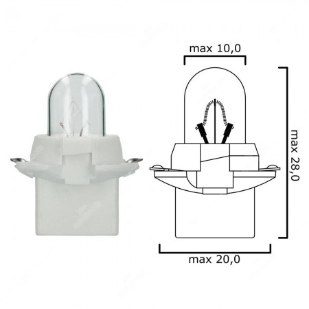 Schema of instrument cluster bulb B12,3d 12V 2W with white socket