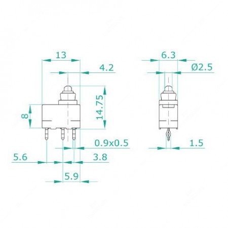 1055/58 SPDT Microswitch technical schema