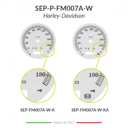 Versions comparison of the white gauge face for Harley-Davidson speedometers mph km/h conversion (103mm diameter - 2006-2013 models)